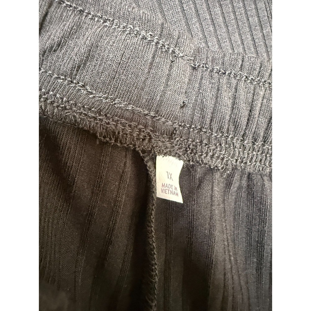 Carole Hochman Ribbed Button Front 2pc Lounge Set Black›Size 1X.  #20 - Picture 8 of 8